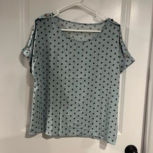 blue polkadot blouse
